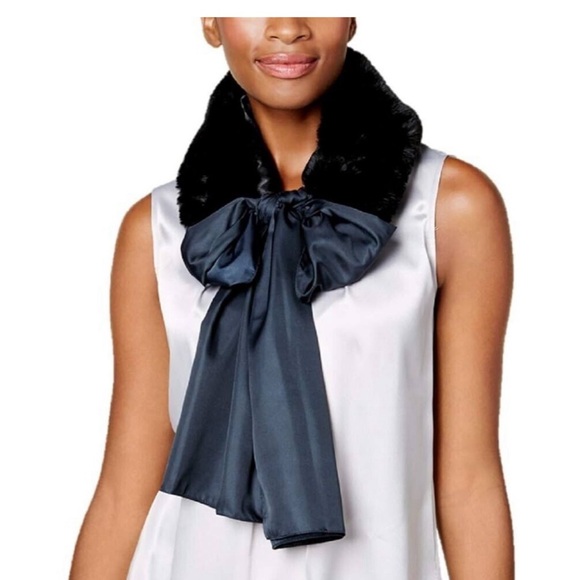 Cache black faux fur collar neck scarf for jacket or sweater, never worn - Picture 6 of 6